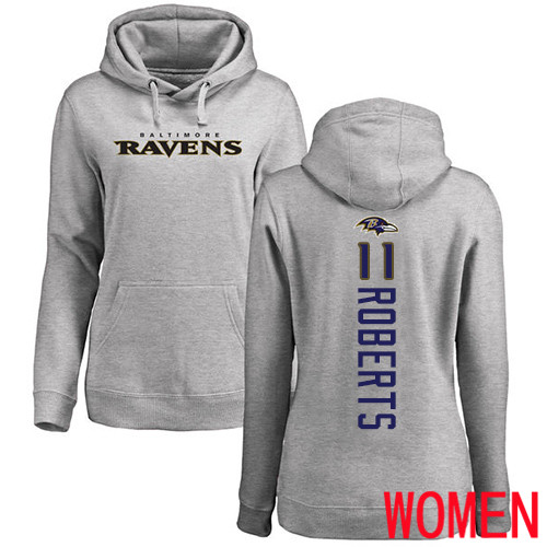 Baltimore Ravens Ash Women Seth Roberts Backer NFL Football #11 Pullover Hoodie Sweatshirt->women nfl jersey->Women Jersey